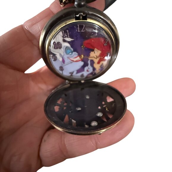 Disney Accessories - Disney The Little Mermaid Ursula & Ariel Pocket Watch Necklace With Chain Bronze